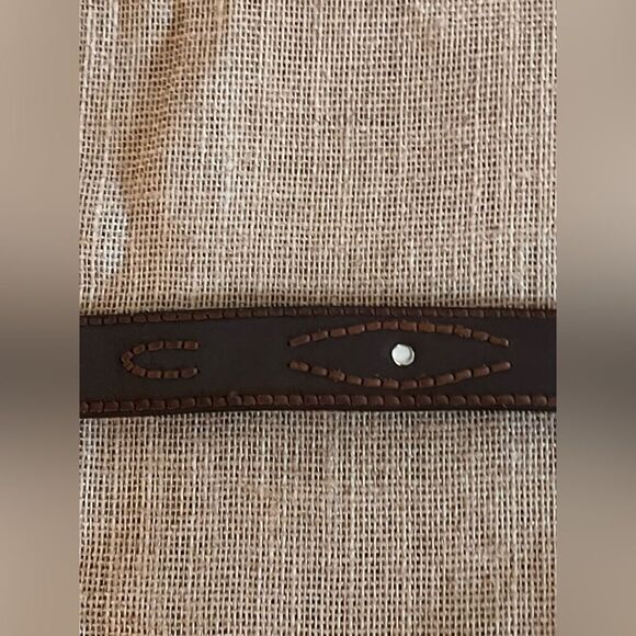 Vintage Nocona Belt Co Brown Leather Western Silver Buckle concho boho main image 8